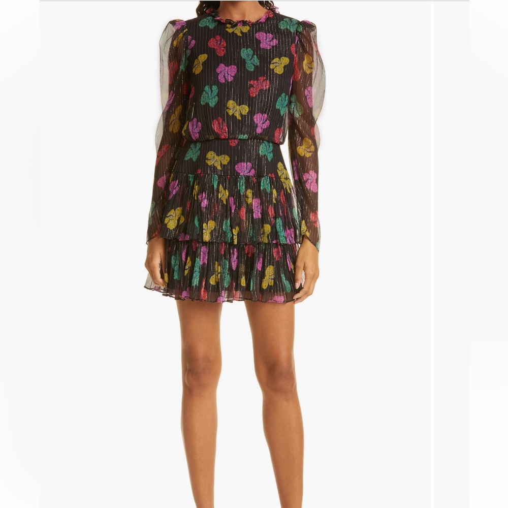 SALONI Black Dress with Multicolor Butterfly Print - Picture 4 of 6